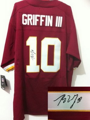 NEW NFL Washington Redskins 10# Robert Griffin III Red Signed Jerseys-Elite