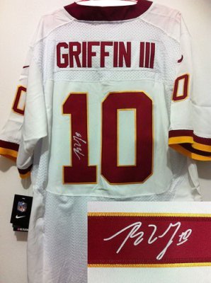 NEW NFL Washington Redskins 10# Robert Griffin III White Signed Jerseys-Elite