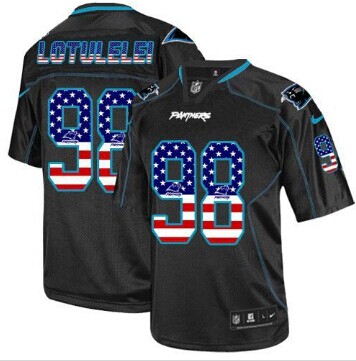 NEW New England Panthers #98 Star Lotulelei Black NFL Elite USA Flag Fashion Jersey