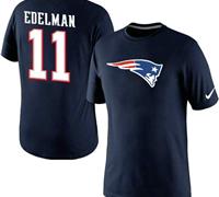 NEW New England Patriots #11 Julian Edelman Name & Number T-Shirt Navy Blue