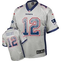 NEW New England Patriots #12 Tom Brady Grey Stitched NFL Elite Drift Fashion Jersey