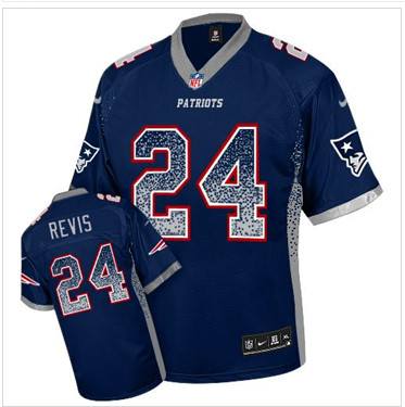 NEW New England Patriots #24 Darrelle Revis Navy Blue Team Color NFL Elite Drift Fashion Jersey