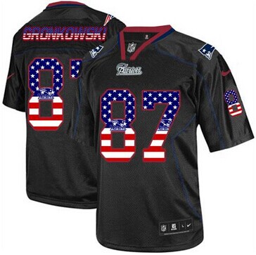 NEW New England Patriots #87 Rob Gronkowski Black NFL Elite USA Flag Fashion Jersey