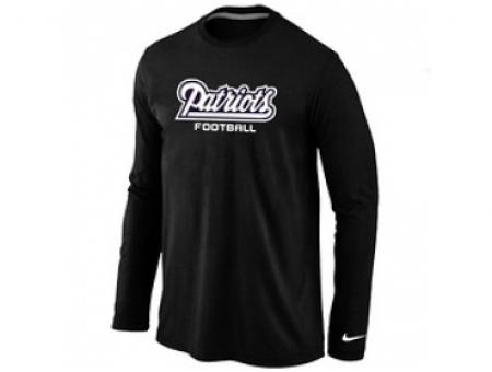 NEW New England Patriots Authentic font Long Sleeve T-Shirt Black