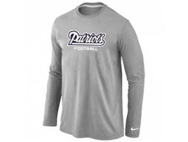 NEW New England Patriots Authentic font Long Sleeve T-Shirt Grey