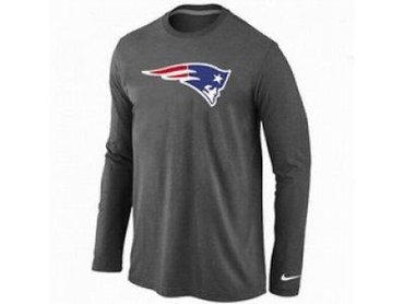 NEW New England Patriots Logo Long Sleeve T-Shirt D.Grey