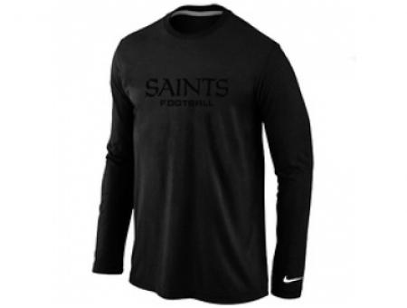 NEW New Orleans Sains Authentic font Long Sleeve T-Shirt Black