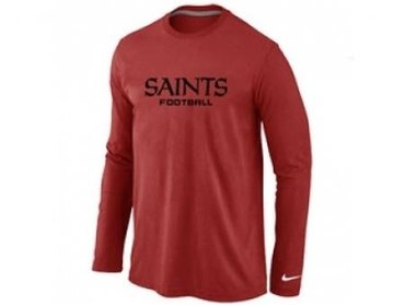 NEW New Orleans Sains Authentic font Long Sleeve T-Shirt Red