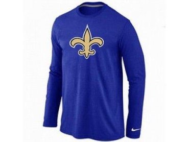 NEW New Orleans Sains Logo Long Sleeve T-Shirt BLUE