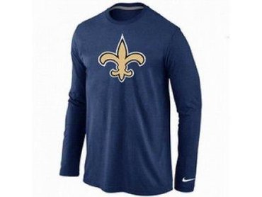 NEW New Orleans Sains Logo Long Sleeve T-Shirt D.Blue
