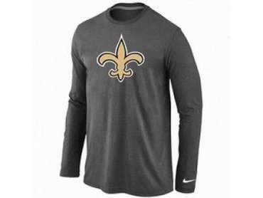 NEW New Orleans Sains Logo Long Sleeve T-Shirt D.grey