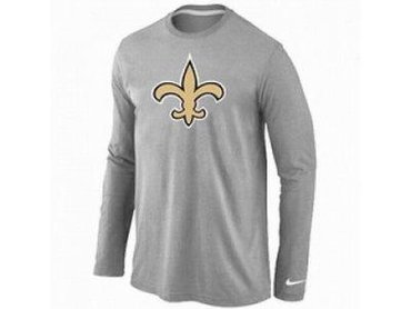 NEW New Orleans Sains Logo Long Sleeve T-Shirt Grey