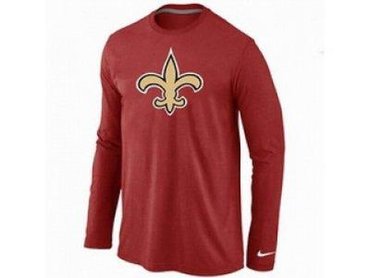 NEW New Orleans Sains Logo Long Sleeve T-Shirt RED