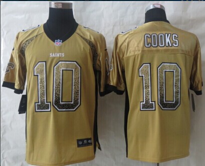 NEW New Orleans Saints #10 Brandin Cooks Drift Fashion Gold Elite Jerseys