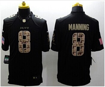 NEW New Orleans Saints #8 Archie Manning Black Salute To Service Jersey
