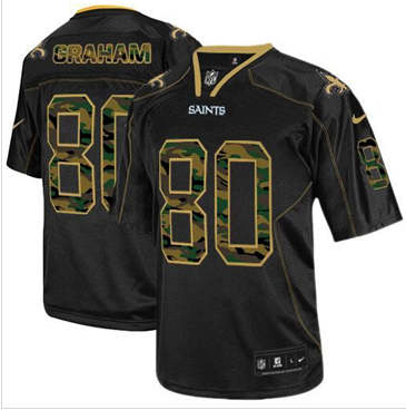NEW New Orleans Saints #80 Jimmy Graham Black NFL Elite Camo Fashion Jersey