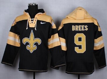 NEW New Orleans Saints #9 Drew Brees Black Player Pullover Hoodie