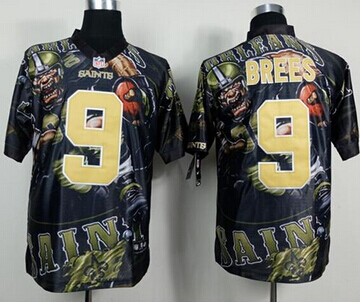 NEW New Orleans Saints #9 Drew Brees Team Color NFL Elite Fanatical Version Jersey