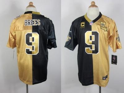 NEW New Orleans Saints #9 Drew brees black-gold jerseys(Elite split)
