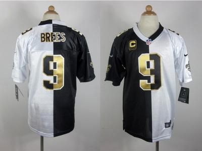NEW New Orleans Saints #9 Drew brees black-white jerseys(Elite split)