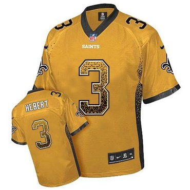 NEW New Orleans Saints 3 Bobby Hebert Gold Stitched NFL Elite Drift Fashion Jersey