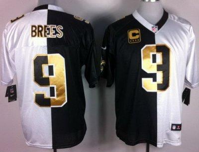 NEW New Orleans Saints 9# Drew Brees White-Black Split Elite NFL Jerseys