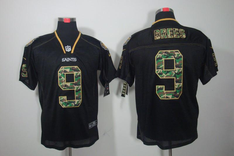 NEW New Orleans Saints 9 Drew Brees Lights Out Black Elite Jerseys(Camo Number)