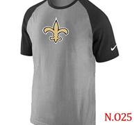 NEW New Orleans Saints Ash Tri Big Play Raglan NFL T-Shirt Grey Black