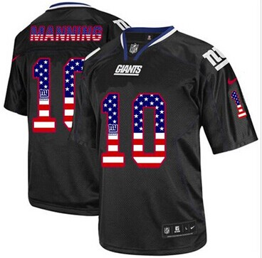 NEW New York Giants #10 Eli Manning Black NFL Elite USA Flag Fashion Jersey