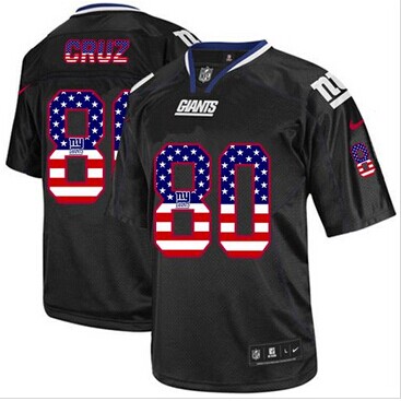 NEW New York Giants #80 Victor Cruz Black NFL Elite USA Flag Fashion Jersey