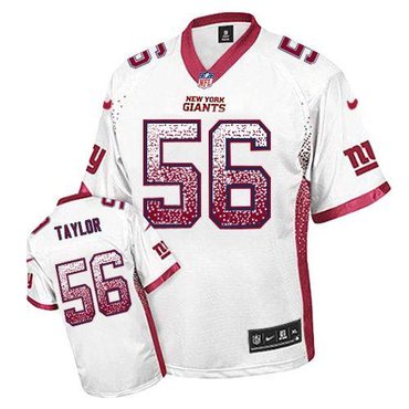 NEW New York Giants 56 Lawrence Taylor White Stitched NFL Elite Drift Fashion Jersey