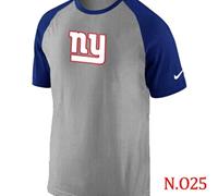 NEW New York Giants Ash Tri Big Play Raglan NFL T-Shirt Grey Blue