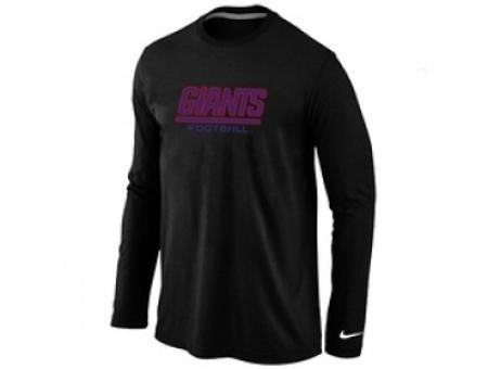 NEW New York Giants Authentic font Long Sleeve T-Shirt Black