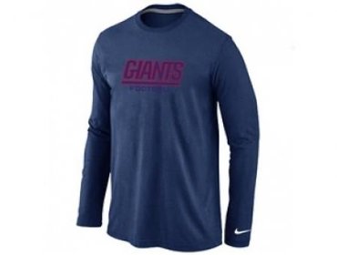 NEW New York Giants Authentic font Long Sleeve T-Shirt D.Blue