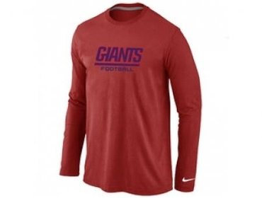 NEW New York Giants Authentic font Long Sleeve T-Shirt Red