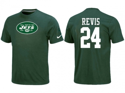 NEW New York Jets #24 REVIS Name & Number T-Shirt Green