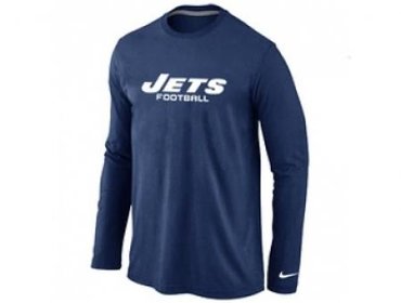 NEW New York Jets Authentic font Long Sleeve T-Shirt D.Blue