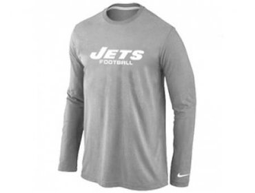 NEW New York Jets Authentic font Long Sleeve T-Shirt Grey