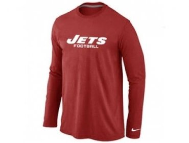 NEW New York Jets Authentic font Long Sleeve T-Shirt Red