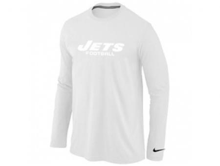 NEW New York Jets Authentic font Long Sleeve T-Shirt White