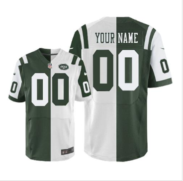 NEW New York Jets Customized Green White Elite Split Jersey