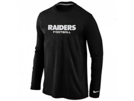 NEW Oakland Raiders Authentic font Long Sleeve T-Shirt Black