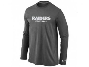 NEW Oakland Raiders Authentic font Long Sleeve T-Shirt D.grey