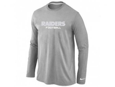 NEW Oakland Raiders Authentic font Long Sleeve T-Shirt Grey