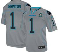 NEW Panthers #1 Cam Newton Lights Out Grey With 20TH Season Patch Stitched Jersey