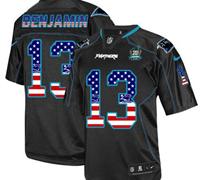NEW Panthers #13 Kelvin Benjamin Black With 20TH Season Patch Stitched USA Flag Fashion Jersey