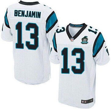 NEW Panthers #13 Kelvin Benjamin White With 20TH Season Patch Stitched Jersey