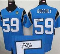NEW Panthers #59 Luke Kuechly Blue Alternate With 20TH Season Patch Stitched Autographed Jersey