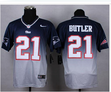 NEW Patriots #21 Malcolm Butler Navy Blue Grey NFL Elite Fadeaway Fashion Jersey