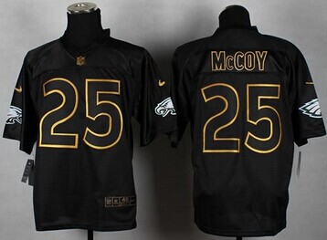 NEW Philadelphia Eagles #25 LeSean McCoy Black Gold No. Fashion NFL Elite Jersey